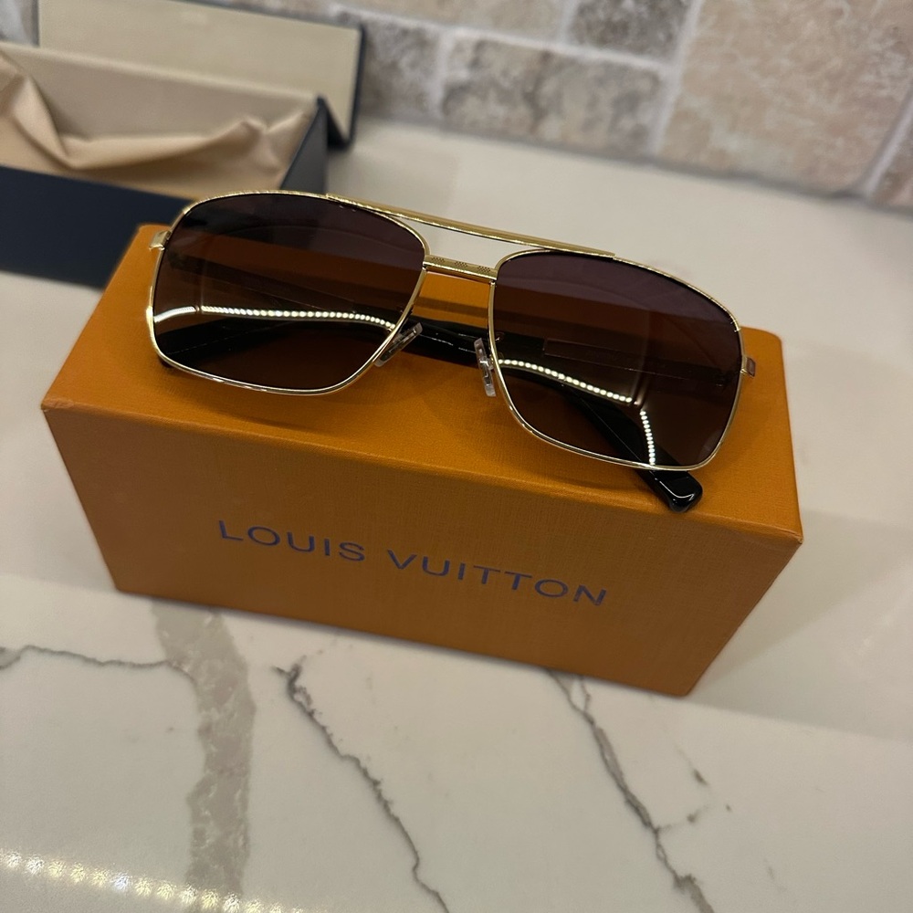 Louis Vuitton Gold Frame Sunglasses with Brown Lenses